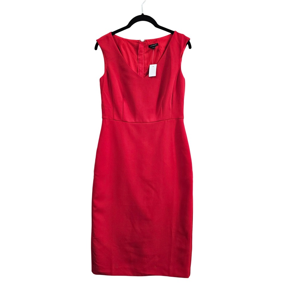 Ann Taylor Sheath Dress Womens Size 0 Red Sleeveless V-Neck Work Professional